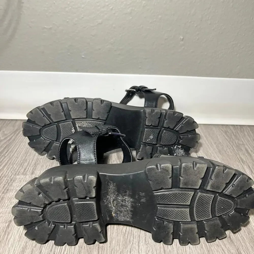 Black platform sandals with chunky sandal